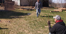 Property Lines Land Surveyor Anaylizing Property Line For Aluminum Fence Installation