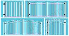 Four Metal Pool Gate Configurations: Single or double, and Standard or Arched