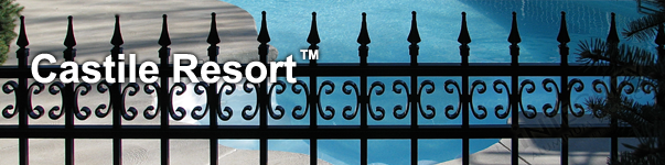 Castile Ornamental Pool Fence With Decorative Finials and Butterfly Scrolls